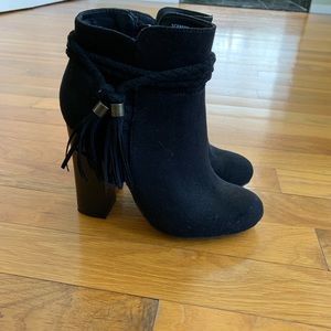 Bamboo suede high heel boots